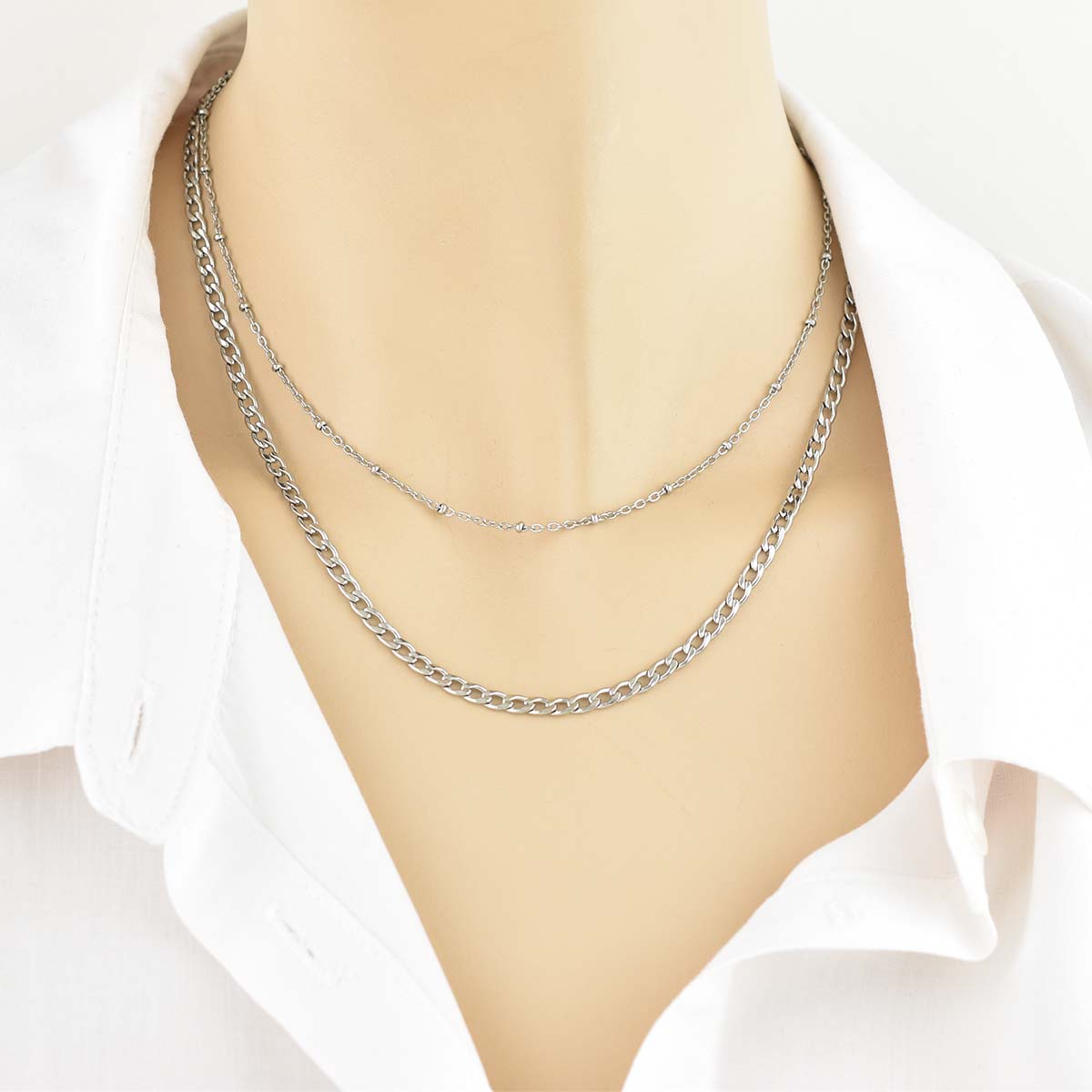 Jacob Chain Silver 4MM Αλυσίδα λαιμού από ανοξείδωτο ατσάλι 316L